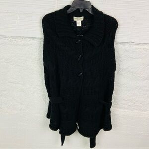FRATELLI TALLI black knit virgin wool wrap sweater cape size one size fits all